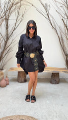 Pleated Sleeves Shirt - Black