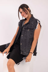 Cozy Denim Vest - Grey