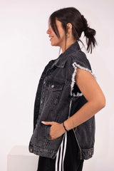 Cozy Denim Vest - Grey