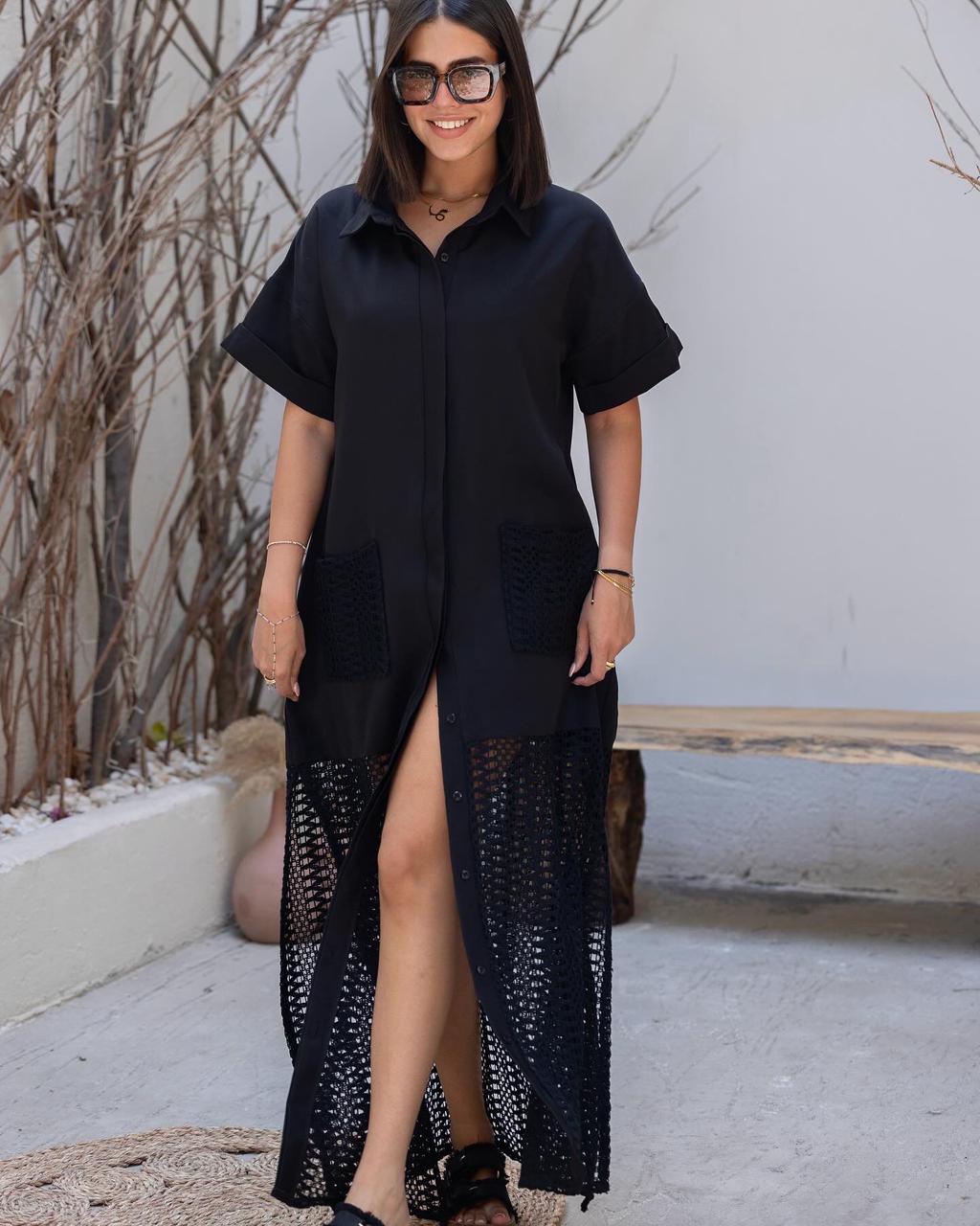 Crochet Charm Dress Black