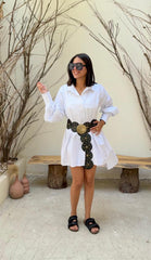 Pleated Sleeves Shirt - White