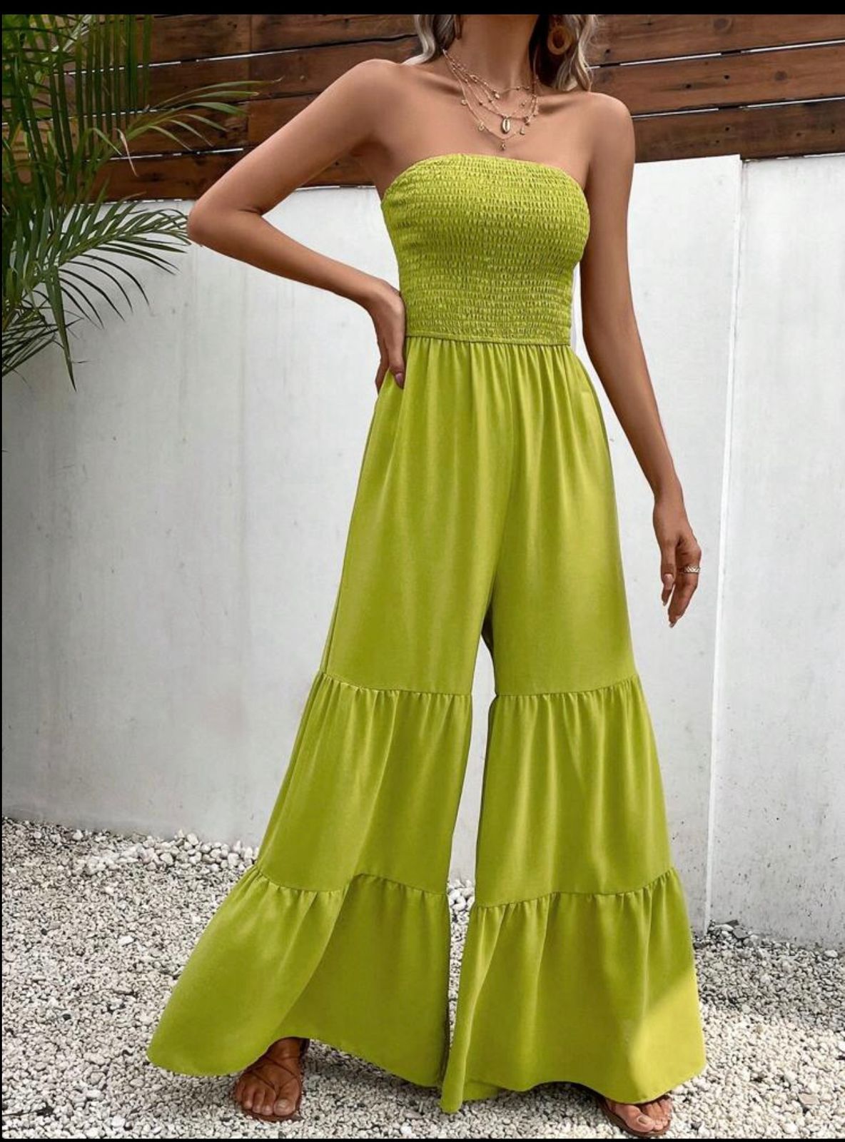 Lime strapless jumpsuit