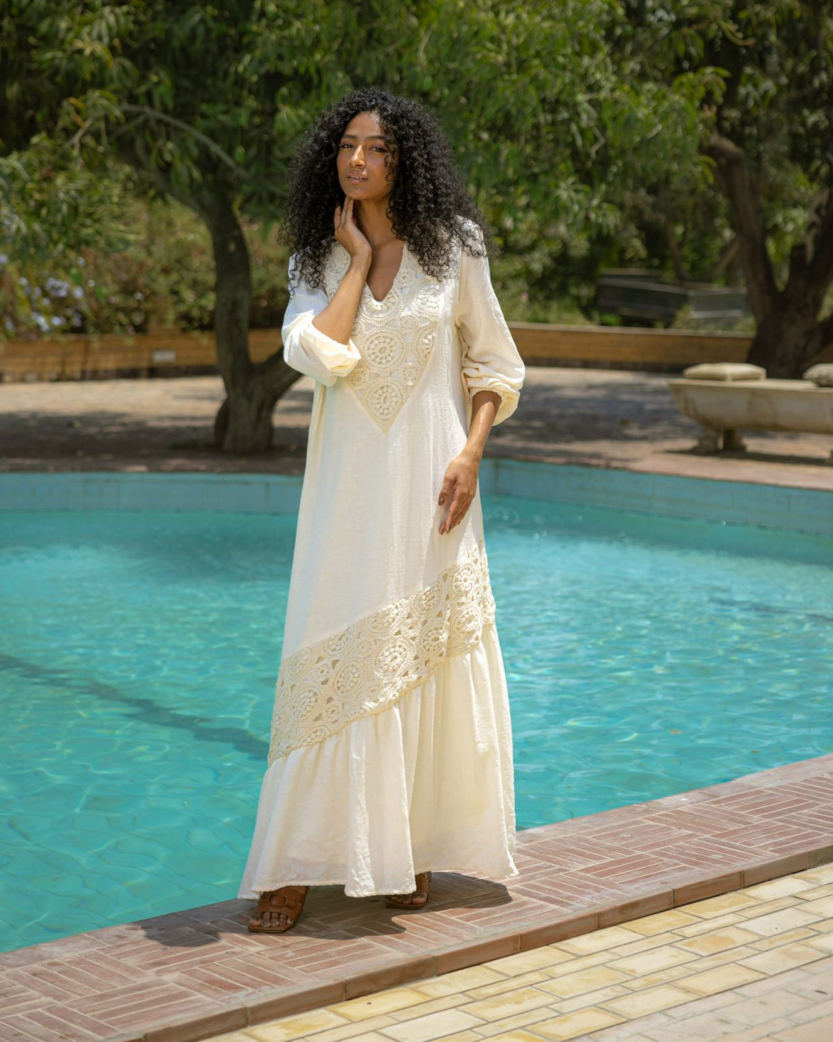 Crochet lenin maxi dress