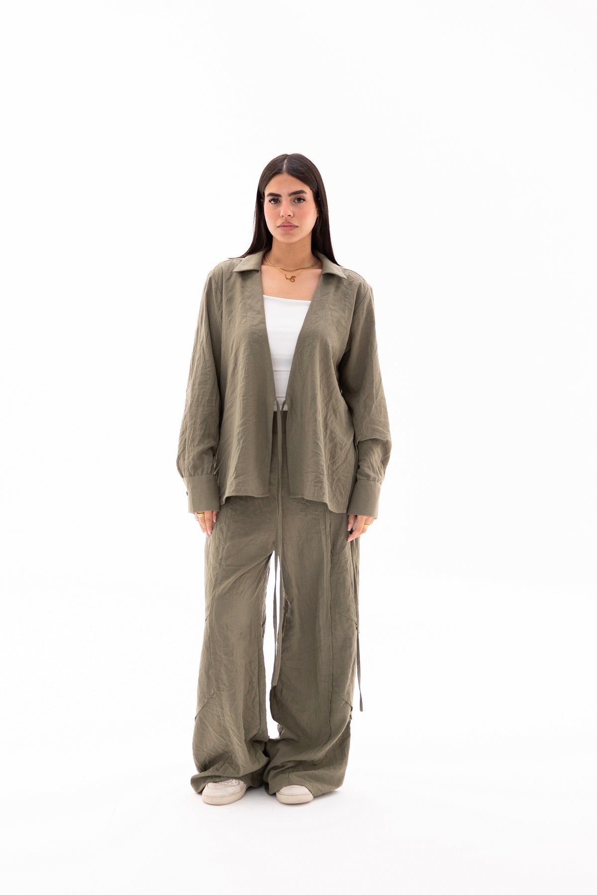 Safy nadim-Olive Breeze Wrap set_Olive