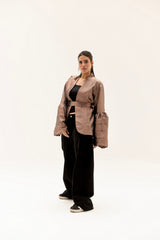 Safy nadim-Classic Mist Jacket_Brown