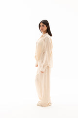 Safy nadim-Beige linen breeze set_Light Beige