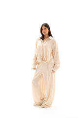Safy nadim-Beige linen breeze set_Light Beige
