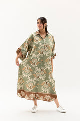 Safy nadim-Olive floral shirt dress