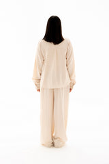 Safy nadim-Beige linen breeze set_Light Beige
