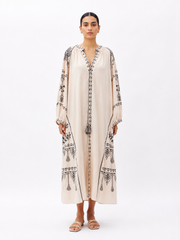 Embroidered Beige Kaftan