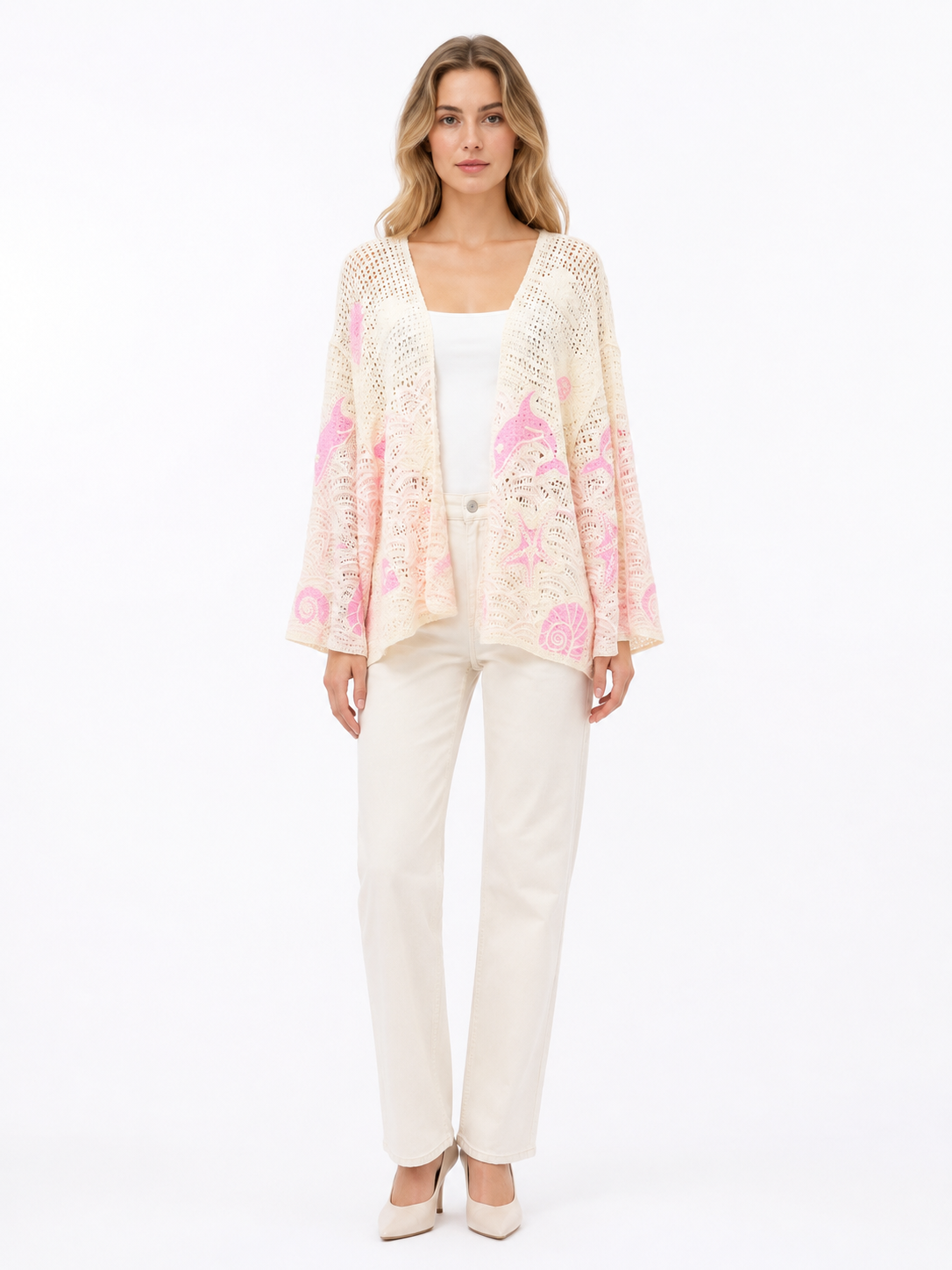 Pink Ocean Crochet Cardigan