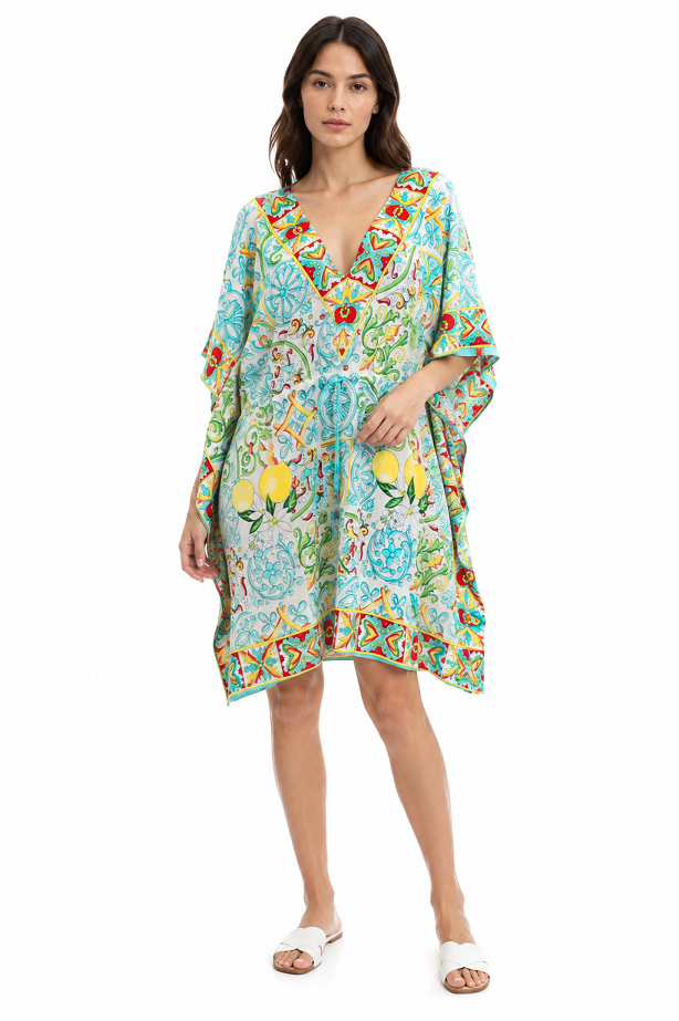 Amalfi Lemon Print Kaftan Dress