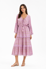 Lavender Dream Boho Midi Dress