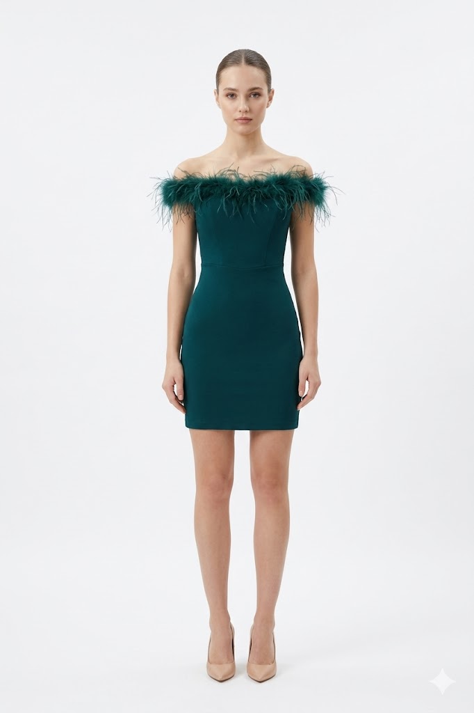 Emerald Plume Dress