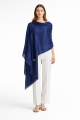 Draped Indigo Jacquard Wrap