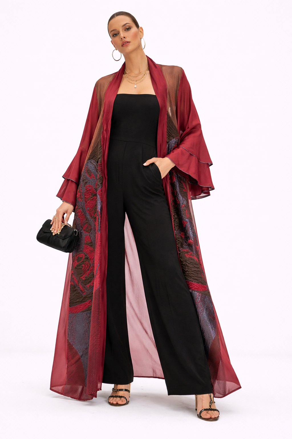 Burgundy Sheer Cardigan