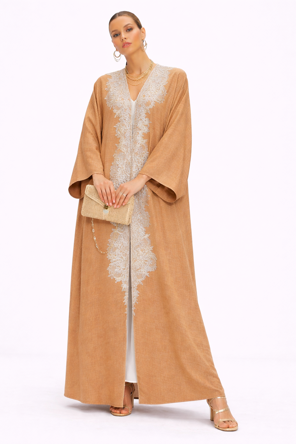Embroidered Beige Cardigan