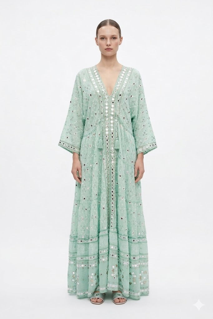 Mint Embroidered Dress