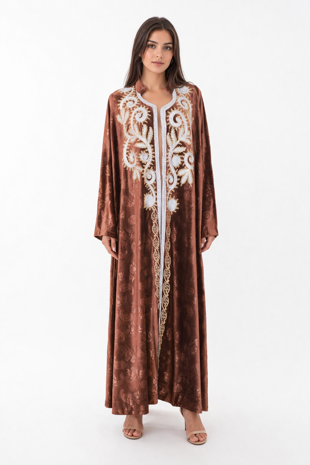 Embroidered Satin Abaya
