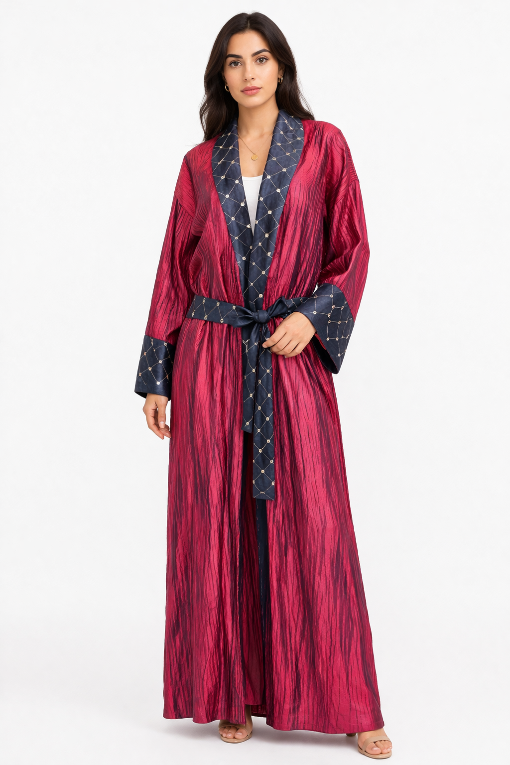 Belted Satin Cardigan