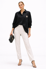Brooch Detail Black Shirt