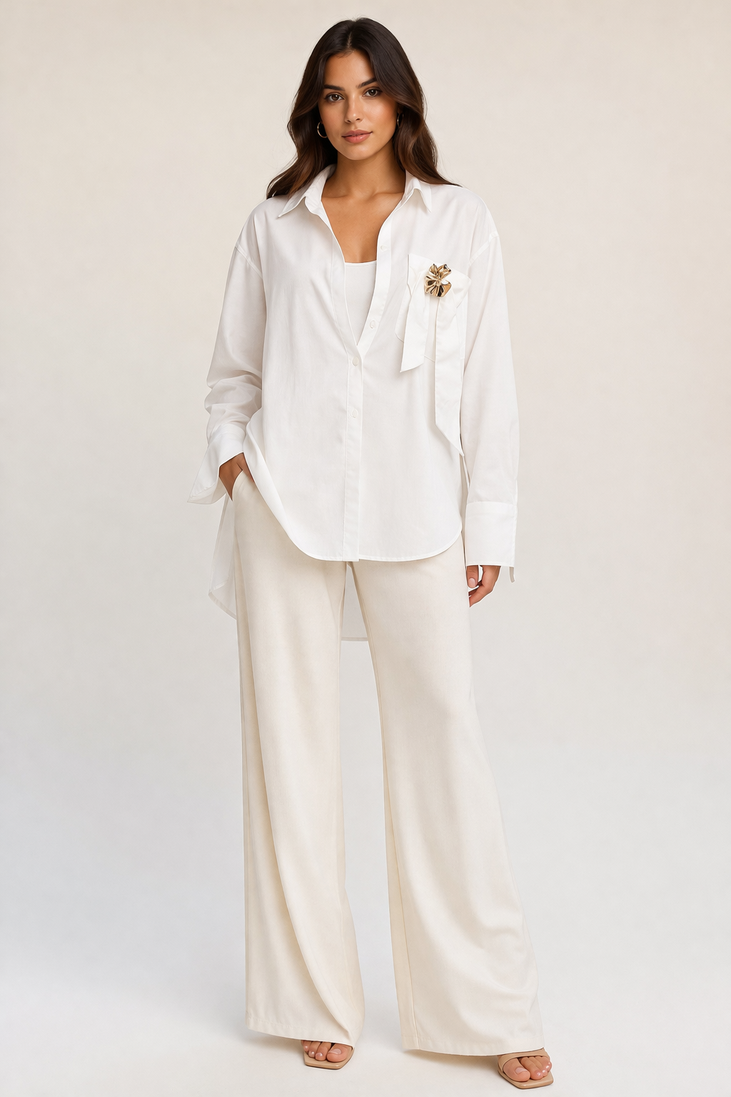 Brooch Detail White Shirt