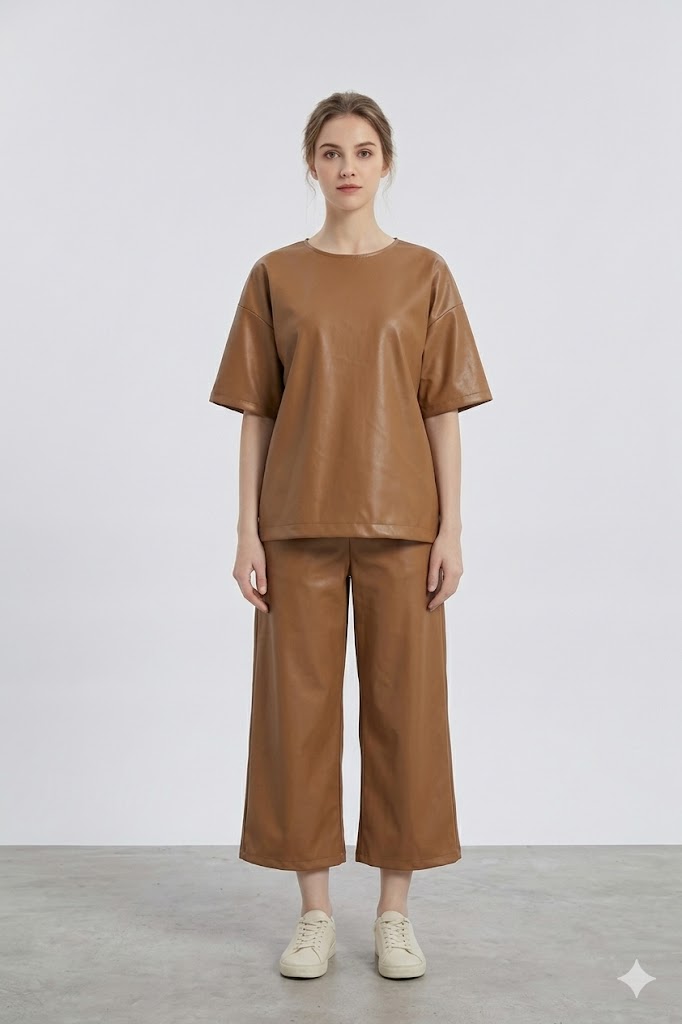 Faux Leather Two-Piece Set
