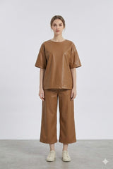 Faux Leather Two-Piece Set