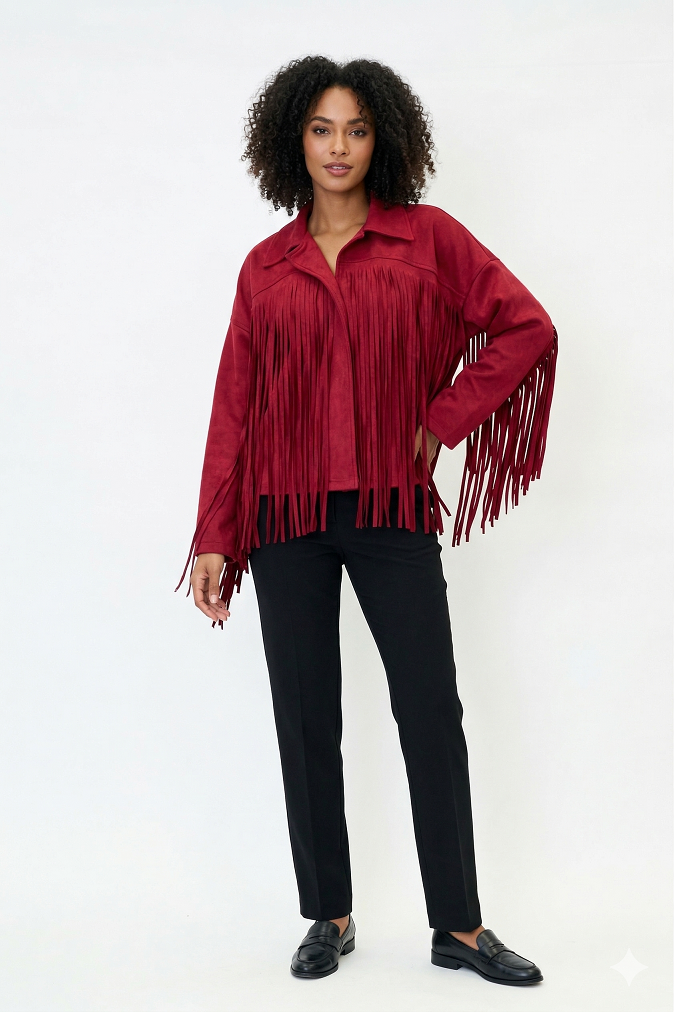 Burgundy Fringe Jacket