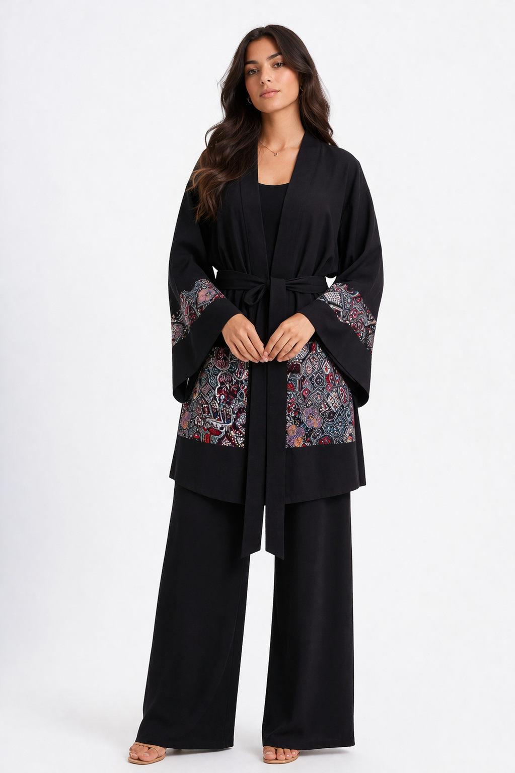 Printed Belted Cardigan