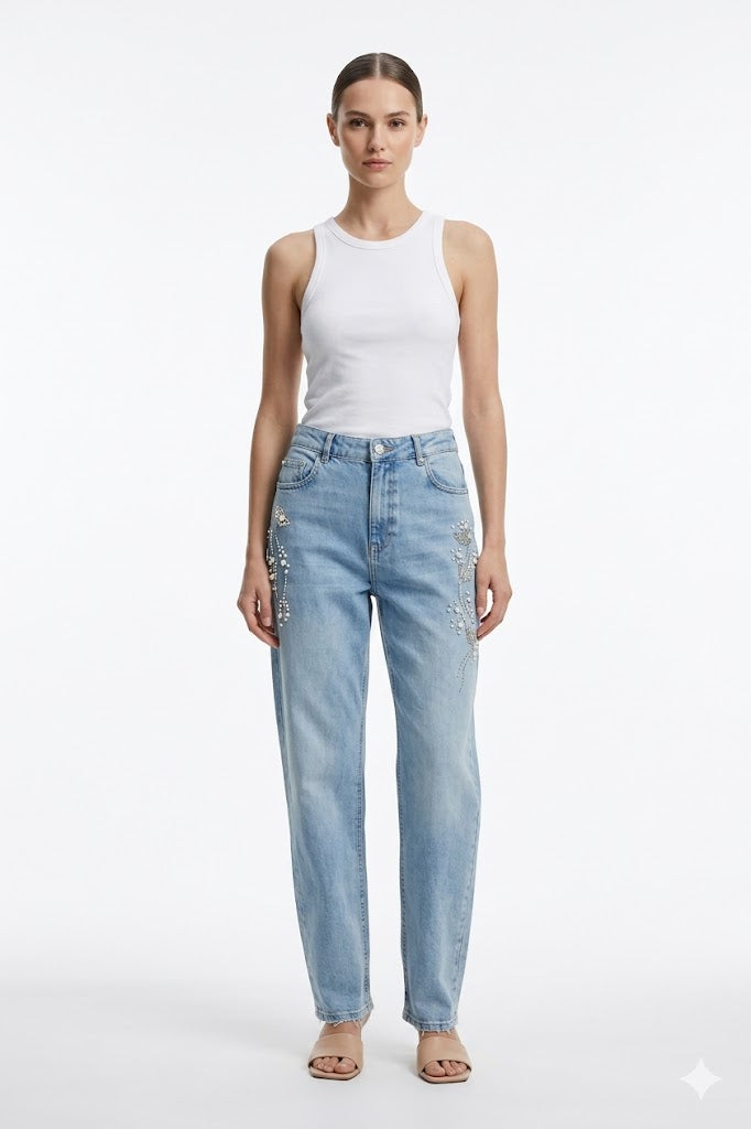 Embellished Denim Jeans