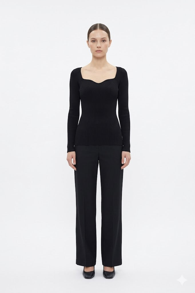 Black Ribbed Top