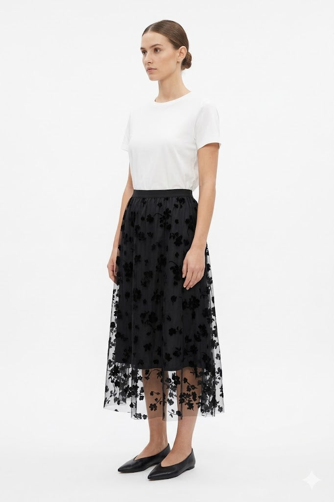 Floral Mesh Skirt
