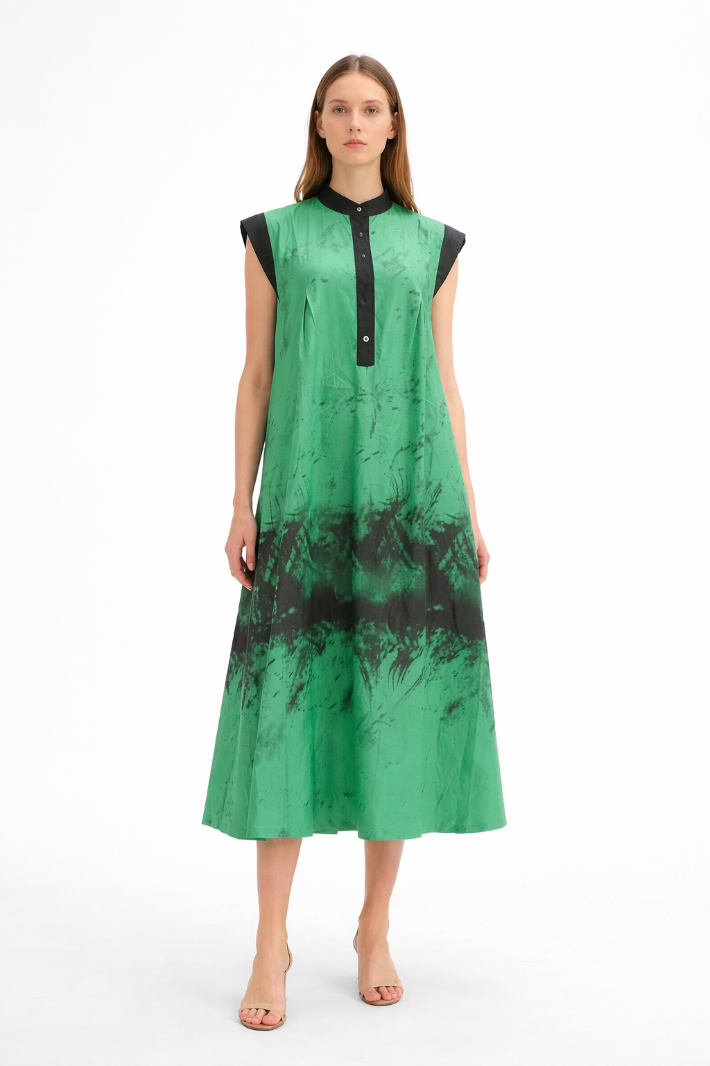 Green Abstract Midi Dress