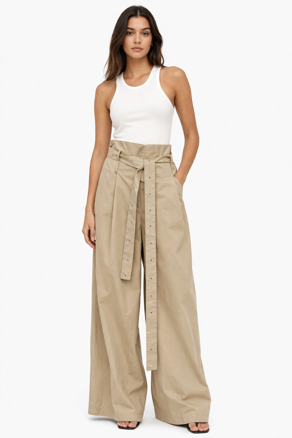 Beige Wrap Pants