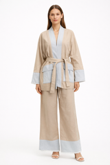 Contrast Belted Set