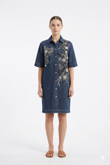 Embroidered Denim Dress