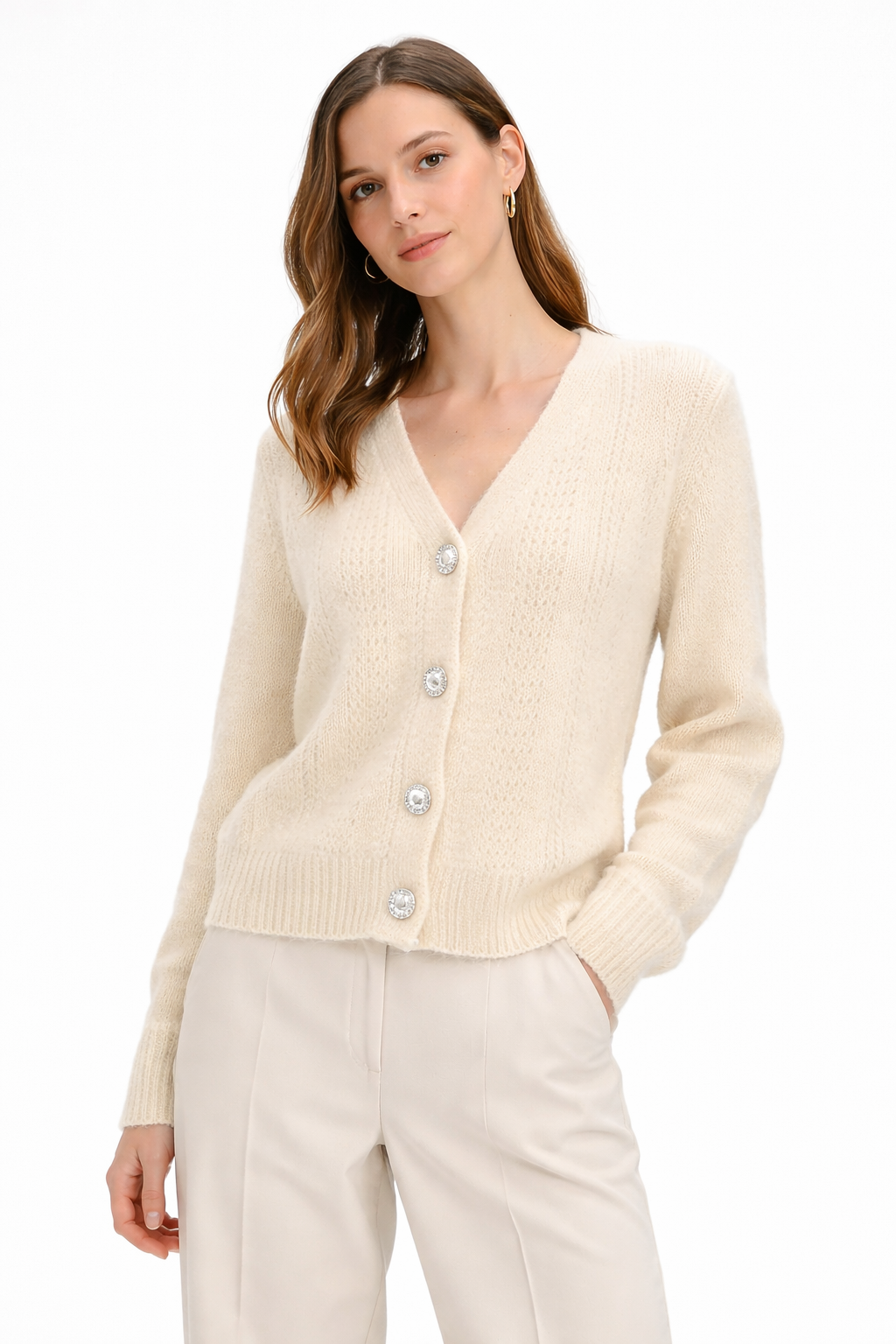 Jewel-Button Mohair Cardigan