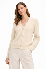 Jewel-Button Mohair Cardigan