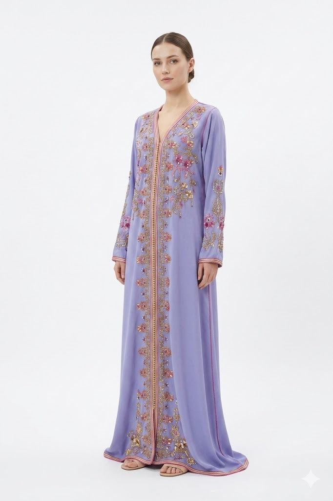 Embroidered Lavender Kaftan