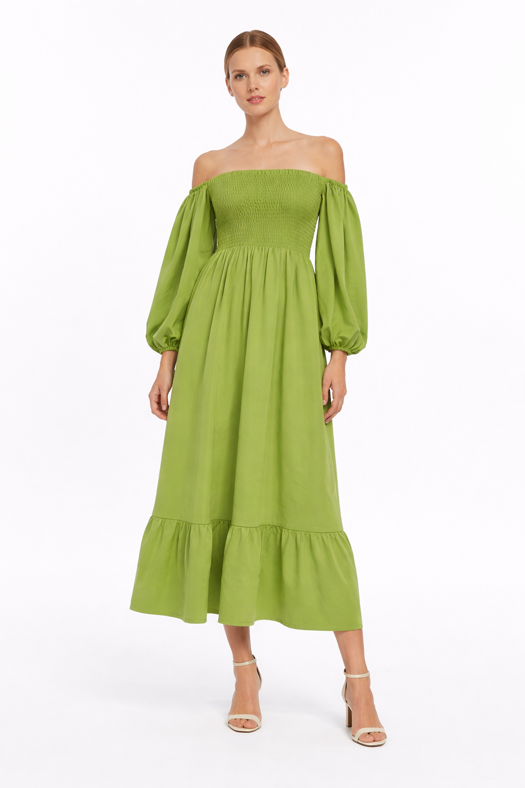 Off-Shoulder Smocked Maxi Dress