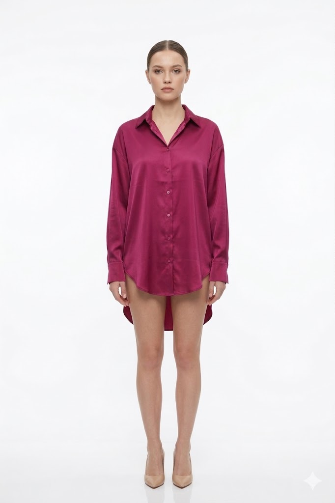 Fuchsia Satin Shirt