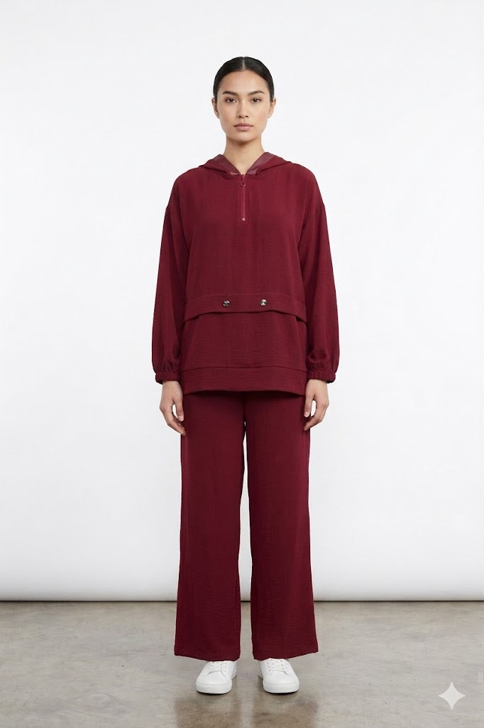 Burgundy Hooded Set