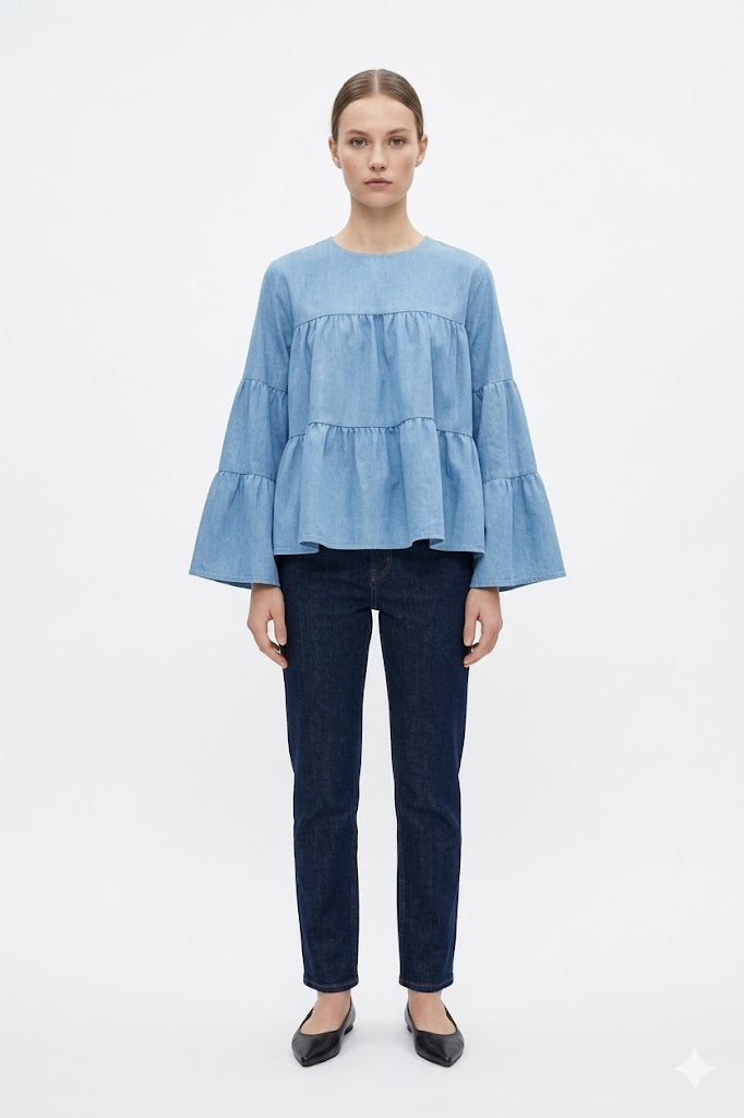 Sky Ruffle Top