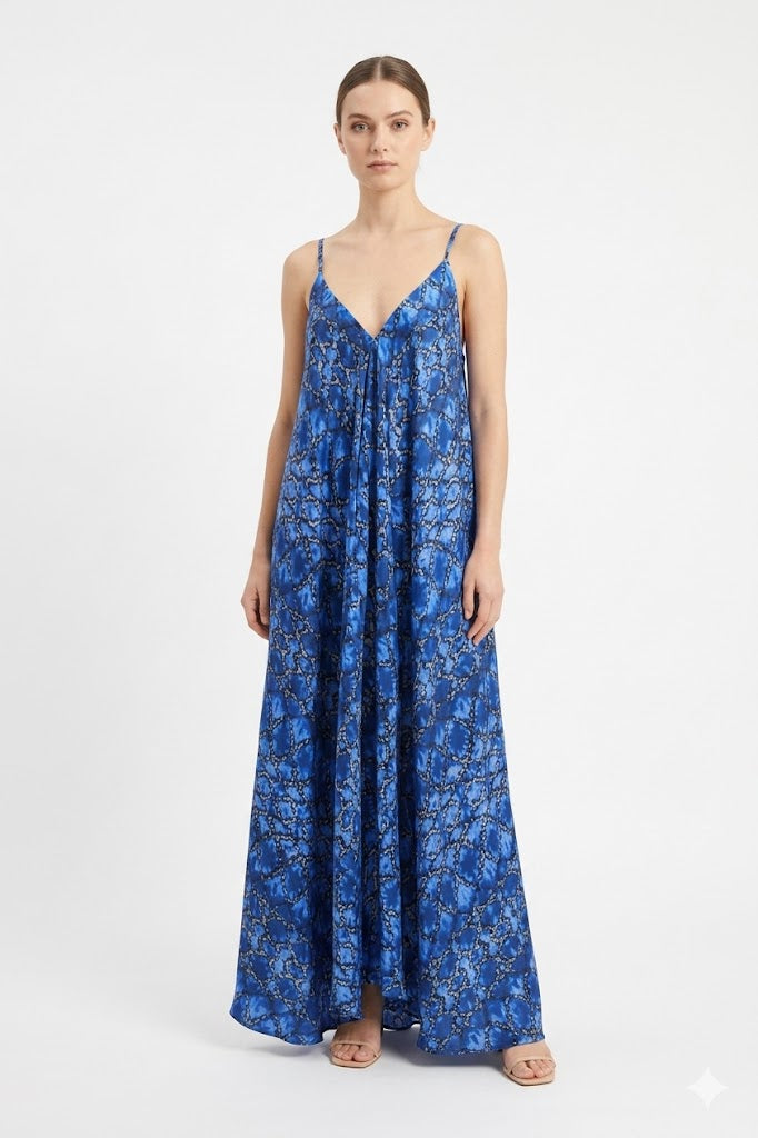 Azure Snakeskin Maxi Dress