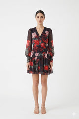 Romantic Floral Wrap Mini Dress