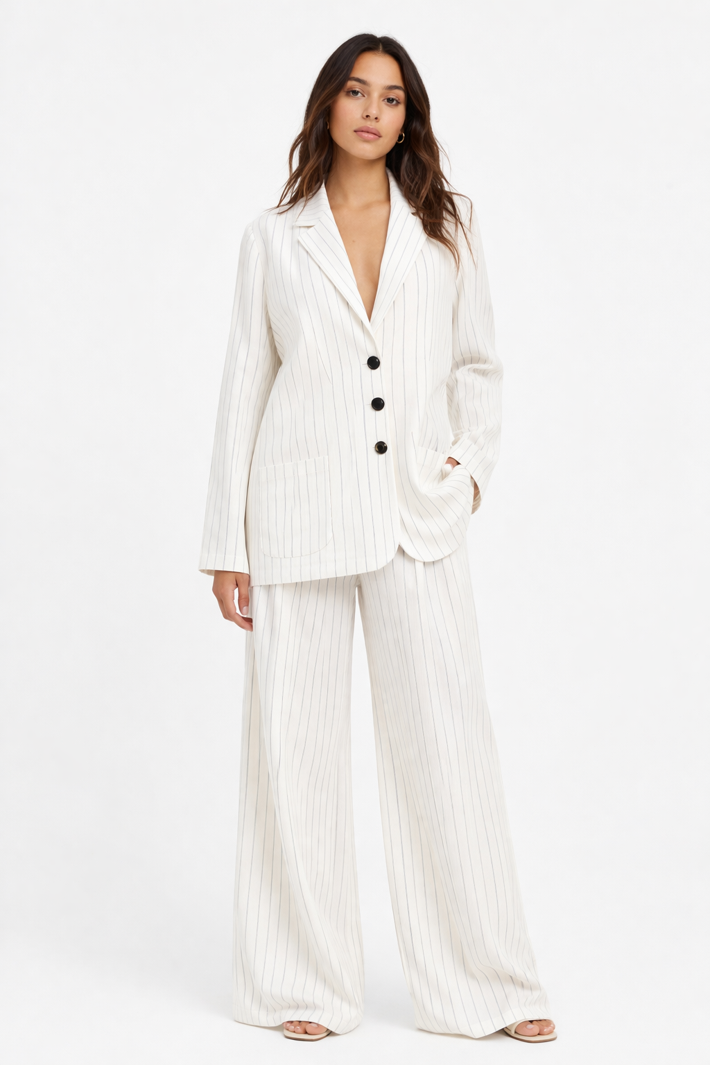 White Pinstripe Set