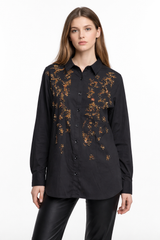 Black Embellished Longline Shirt