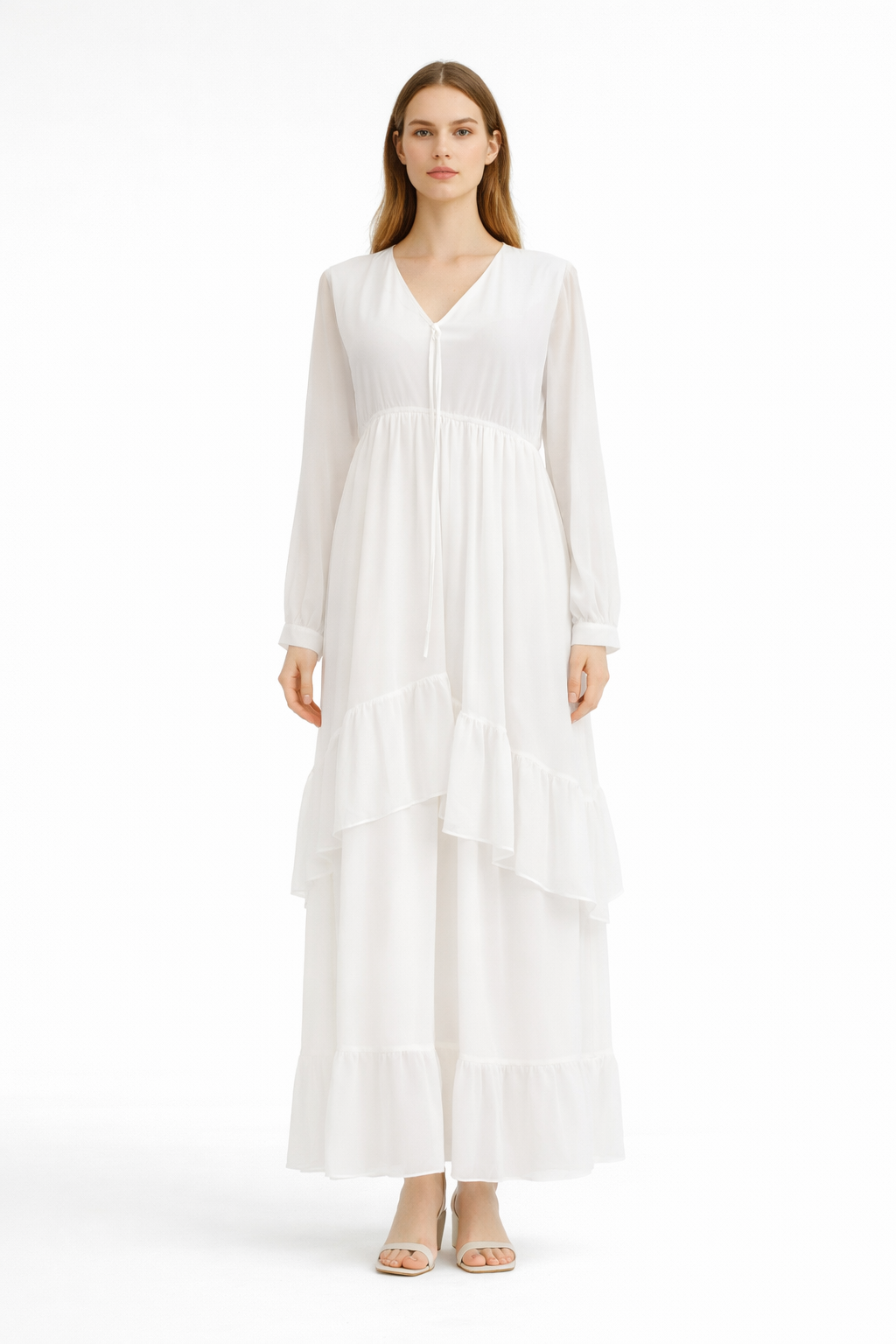 Tiered Ruffle Chiffon Maxi
