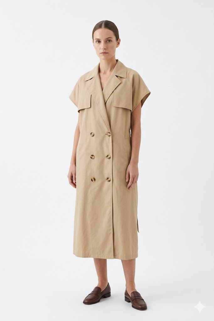 Short-Sleeved Trench Dress